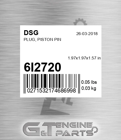 6I2720 Plug, Piston Pin