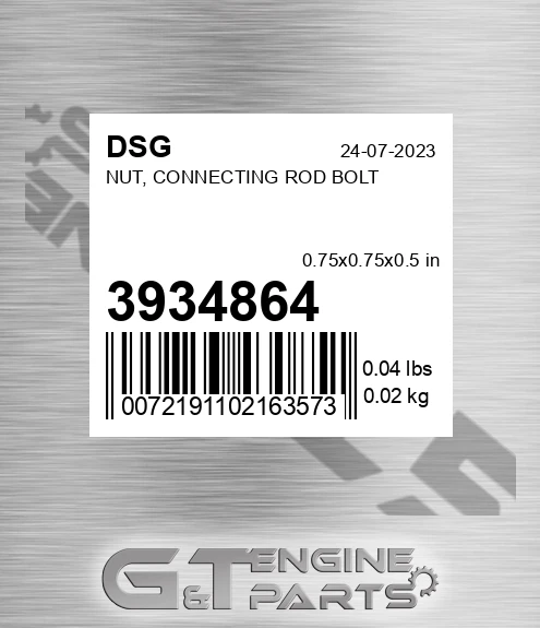3934864 Nut, Connecting Rod Bolt