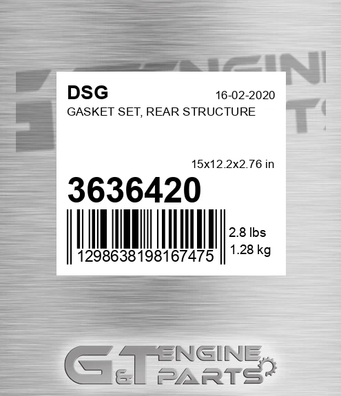 3636420 Gasket Set, Rear Structure
