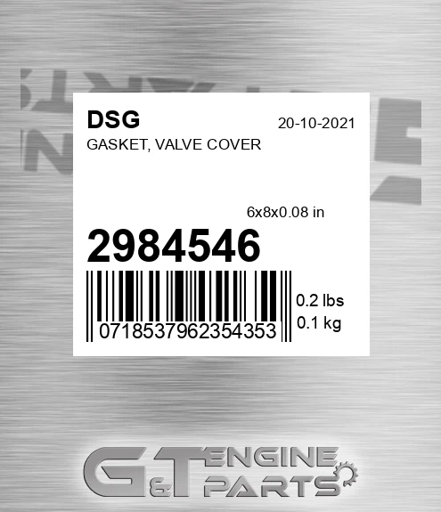 2984546 DSG Gasket, Valve Cover