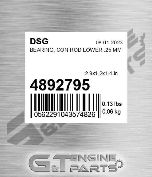 4892795 Bearing, Con Rod Lower .25 Mm