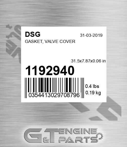 1192940 DSG Gasket, Valve Cover