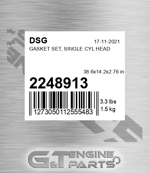 2248913 DSG Gasket Set, Single Cyl Head
