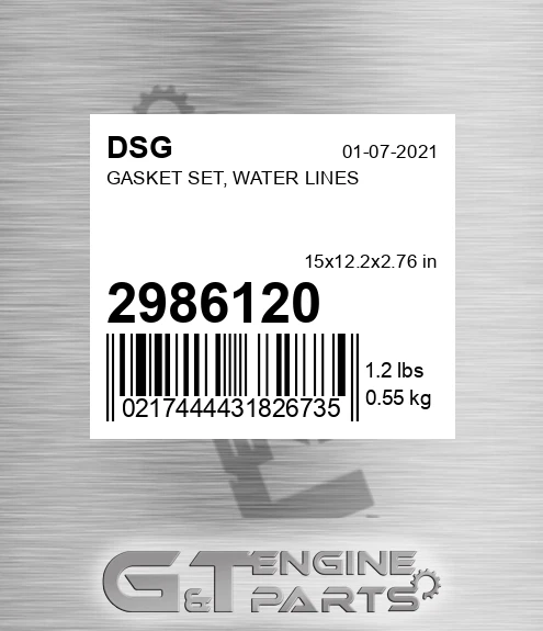 2986120 DSG Gasket Set, Water Lines