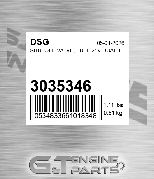 3035346 DSG Shutoff Valve, Fuel 24v Dual T