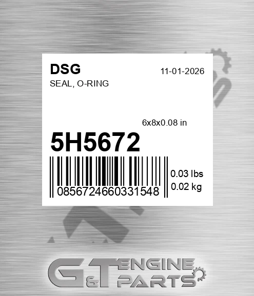 5H5672 Seal, O-ring
