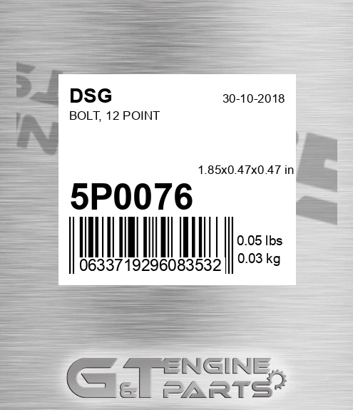 5P0076 Bolt, 12 Point