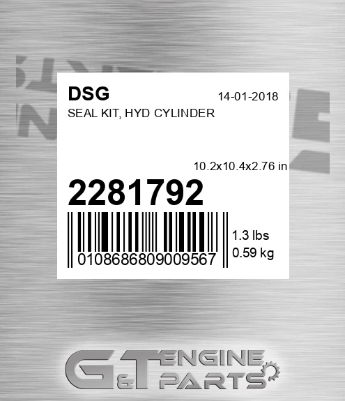 2281792 Seal Kit, Hyd Cylinder