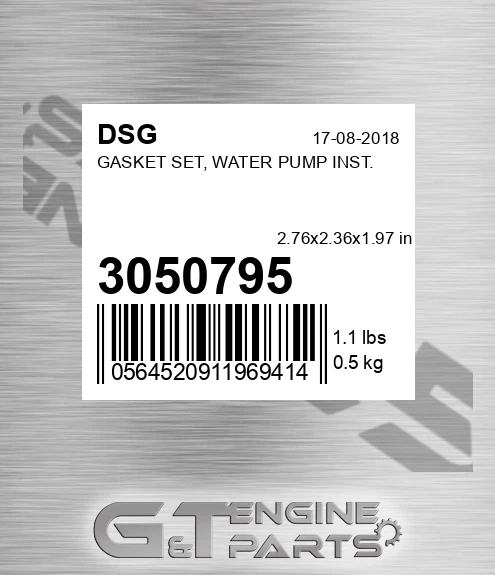 3050795 Gasket Set, Water Pump Inst.