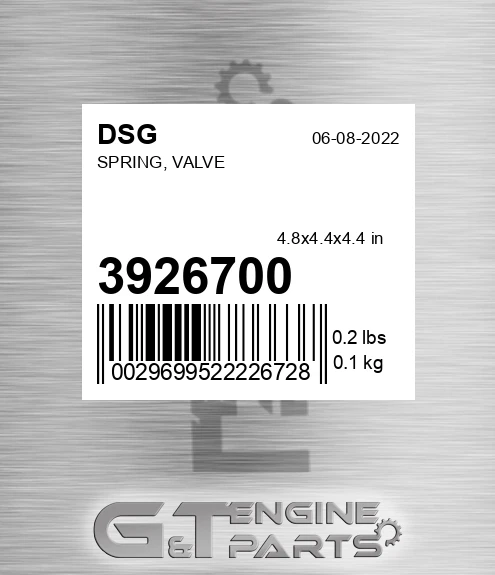 3926700 Spring, Valve