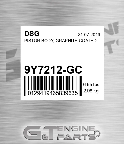 9Y7212-GC Piston Body, Graphite Coated