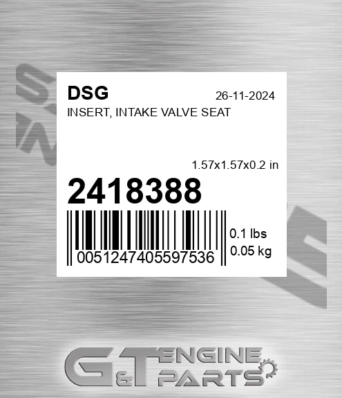 2418388 Insert, Intake Valve Seat