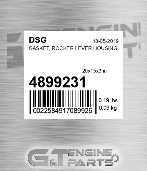4899231 Gasket, Rocker Lever Housing