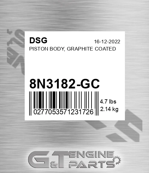 8N3182-GC Piston Body, Graphite Coated