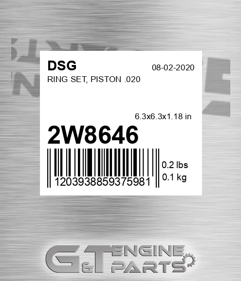 2W8646 Ring Set, Piston .020