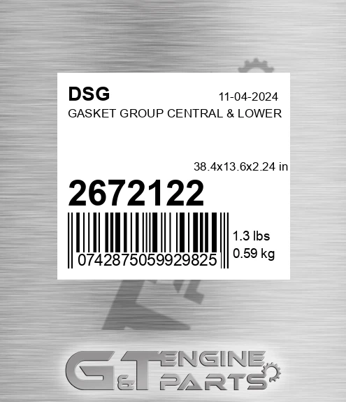 2672122 Gasket Group Central & Lower