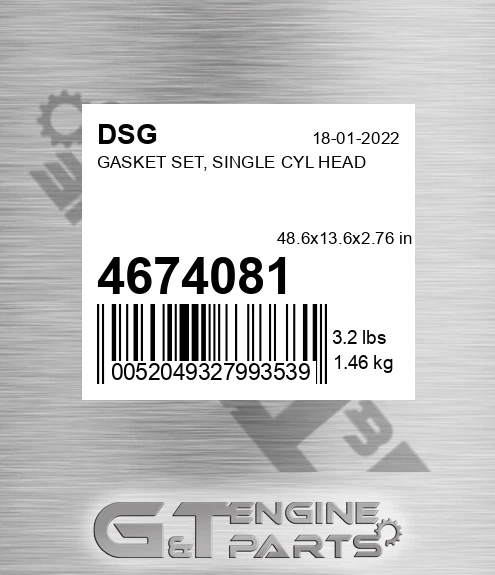 4674081 Gasket Set, Single Cyl Head