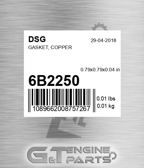 6B2250 Gasket, Copper