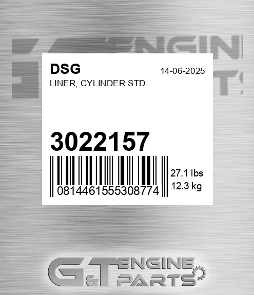 3022157 Liner, Cylinder Std.