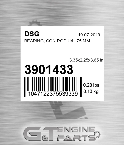 3901433 DSG Bearing, Con Rod U/l .75 Mm