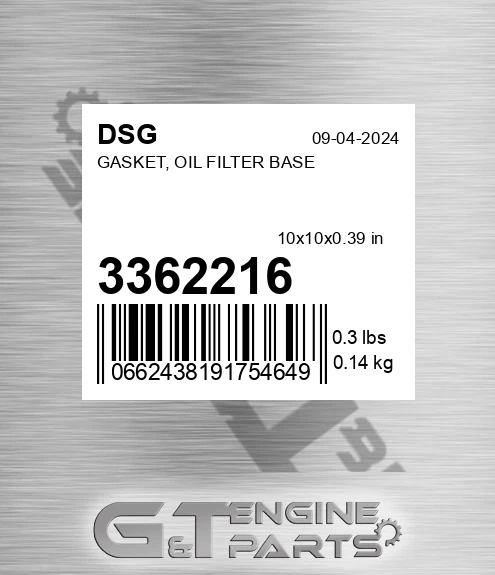 3362216 Gasket, Oil Filter Base