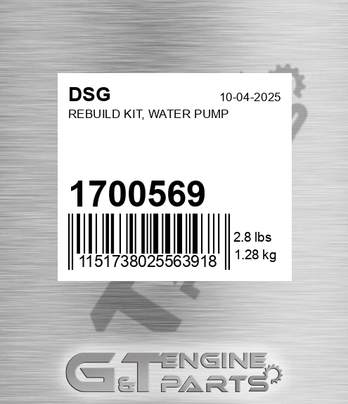 1700569 Rebuild Kit, Water Pump