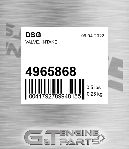 4965868 Valve, Intake