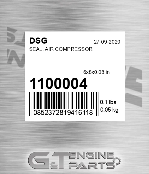 1100004 DSG Seal, Air Compressor