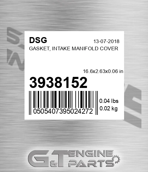 3938152 Gasket, Intake Manifold Cover