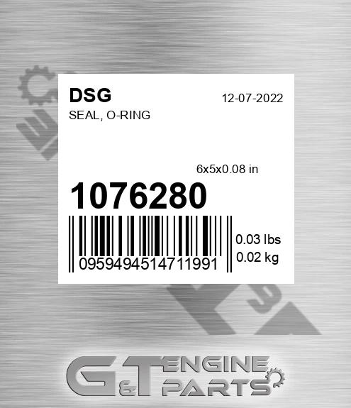 1076280 Seal, O-ring