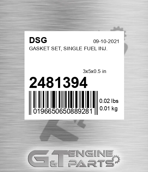 2481394 Gasket Set, Single Fuel Inj.