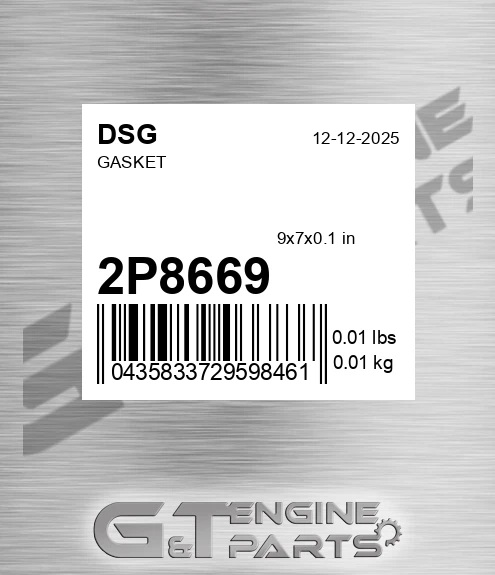 2P8669 DSG Gasket