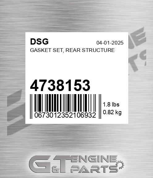 4738153 Gasket Set, Rear Structure