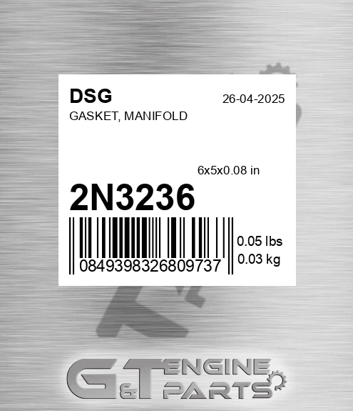 2N3236 DSG Gasket, Manifold