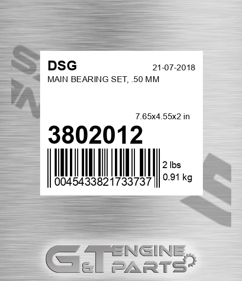 3802012 Main Bearing Set, .50 Mm