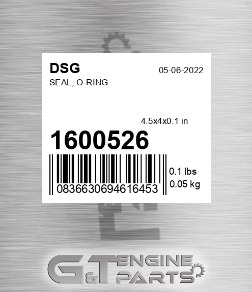 1600526 Seal, O-ring