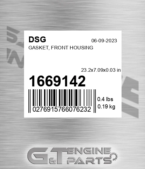 1669142 Gasket, Front Housing