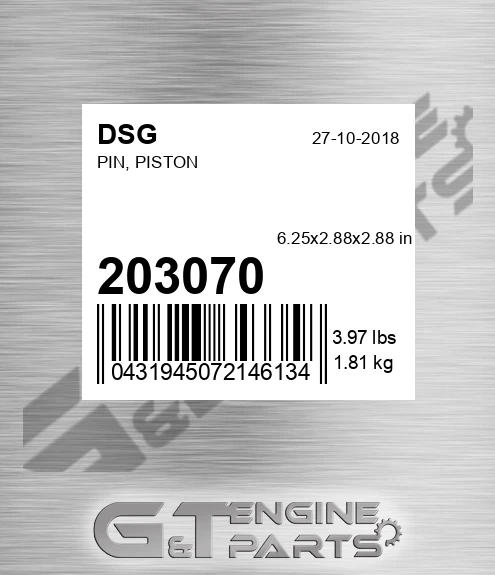 203070 DSG Pin, Piston