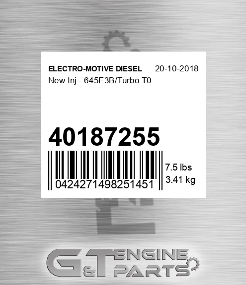 40187255 New Inj - 645e3b/turbo T0