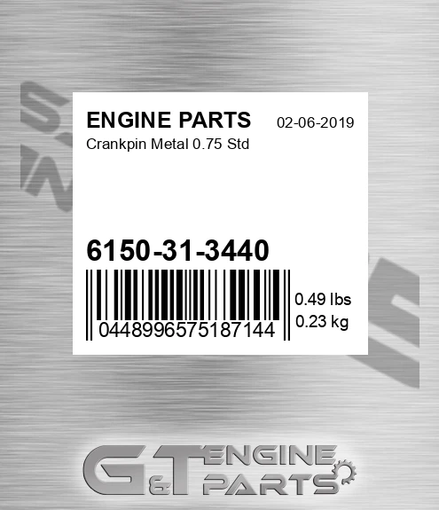 6150-31-3440 Crankpin Metal 0.75 Std for ENGINE PARTS