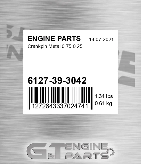 6127-39-3042 Crankpin Metal 0.75 0.25 for ENGINE PARTS