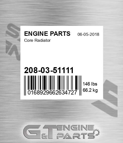 208-03-51111 Core Radiator