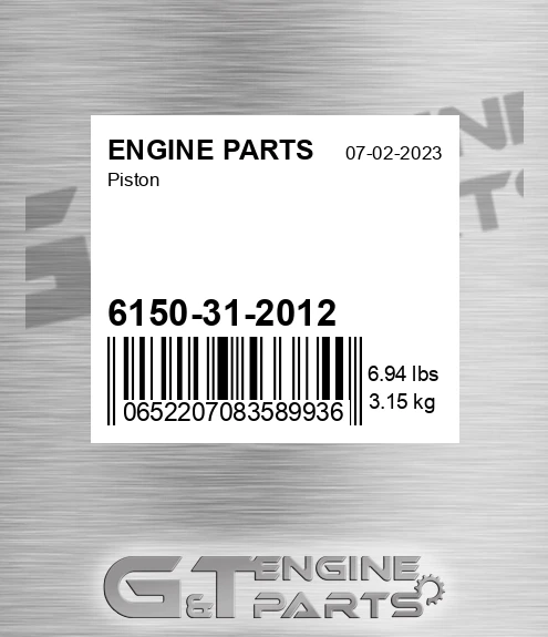 6150-31-2012 Piston for ENGINE PARTS
