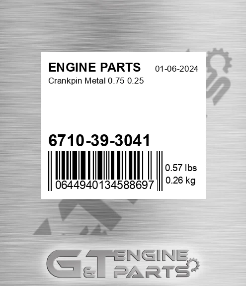 6710-39-3041 Crankpin Metal 0.75 0.25 for ENGINE PARTS