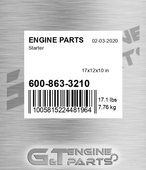 600-863-3210 Starter for ENGINE PARTS