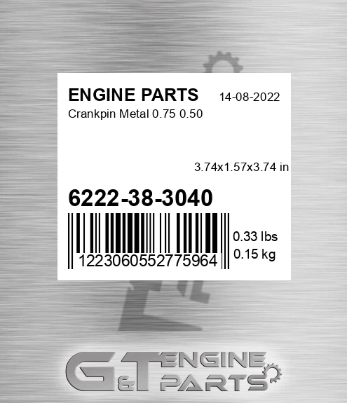 6222-38-3040 Crankpin Metal 0.75 0.50