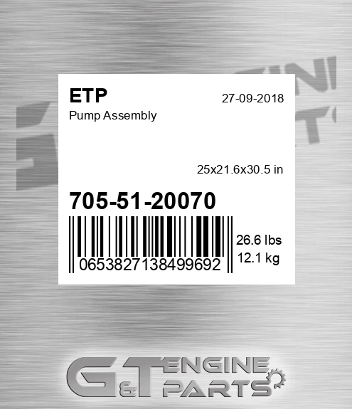 705-51-20070 Pump Assembly for ETP