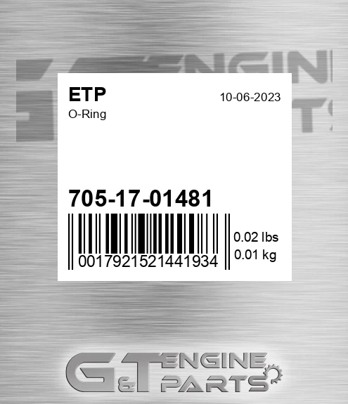 705-17-01481 O-ring for ETP