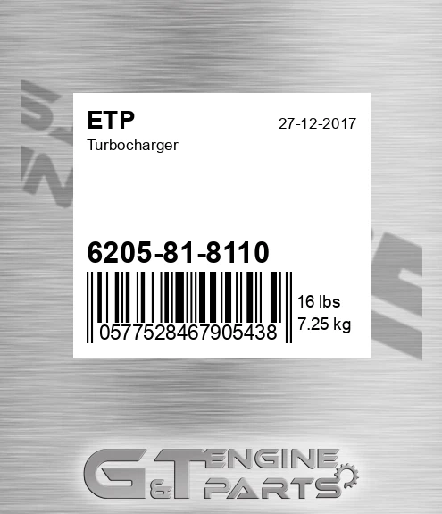 6205-81-8110 Turbocharger for ETP