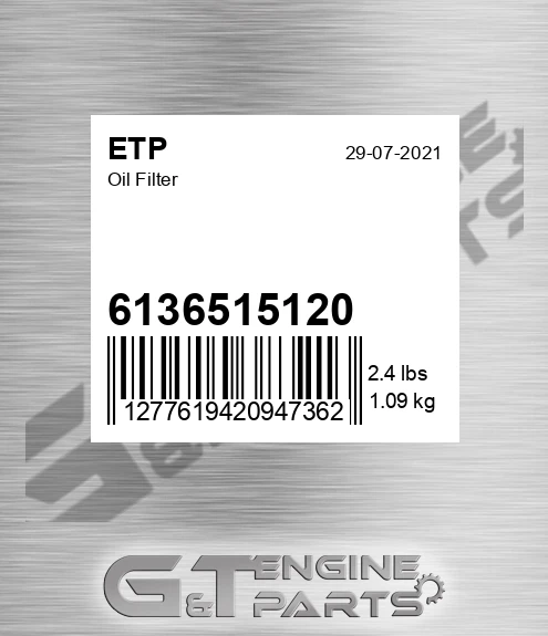 6136515120 Oil Filter for ETP